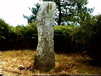 Menhir / standing stone on top of Le Moustroir tumulus