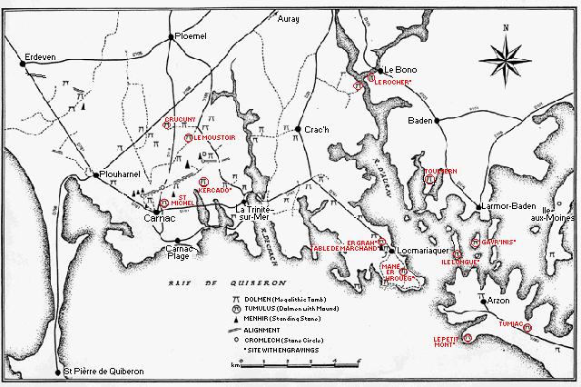 Map of locations of tumuli